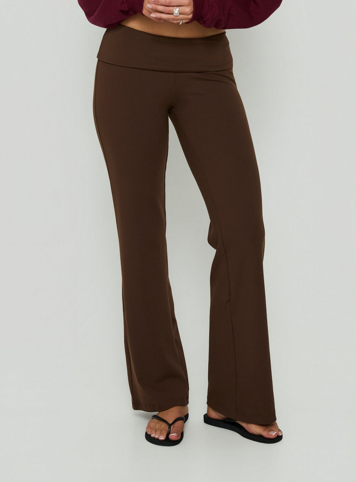 Women's Daily Define Foldover Waist Pants Brown