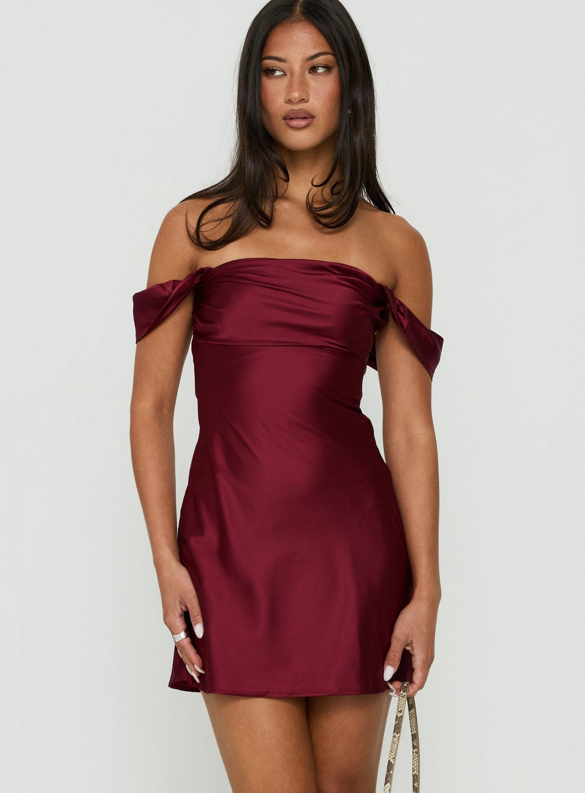 Women's Zabbarra Off The Shoulder Mini Dress Burgundy — Dress