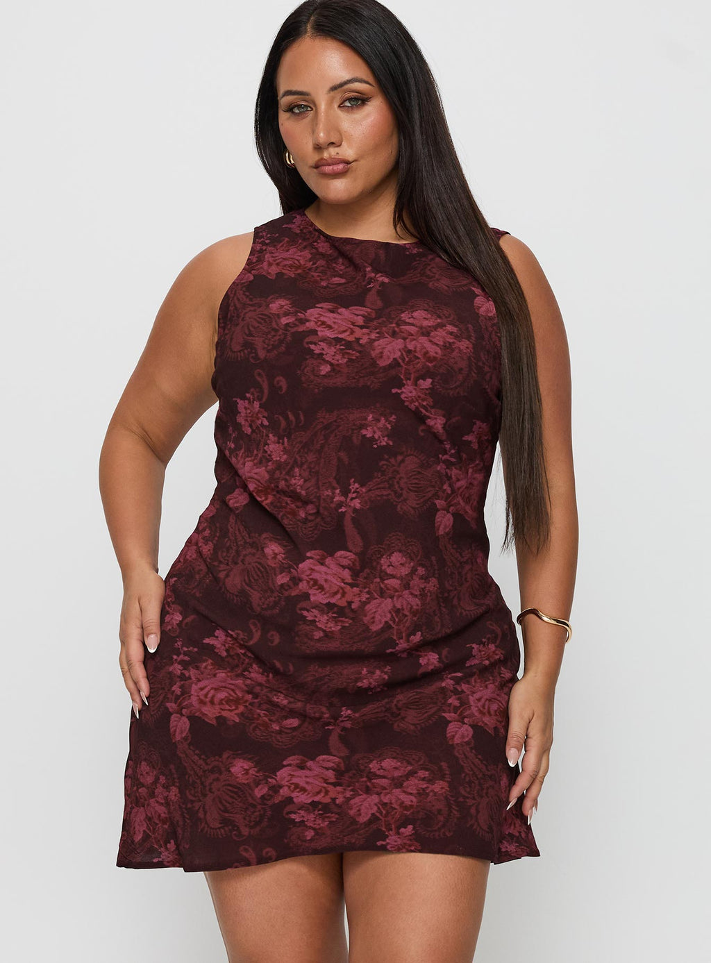 Women's Vivre Mini Dress Burgundy Paisley Curve — Dress
