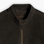 Men's Racer Jacket | Dark Olive Suede