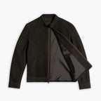 Men's Racer Jacket | Dark Olive Suede