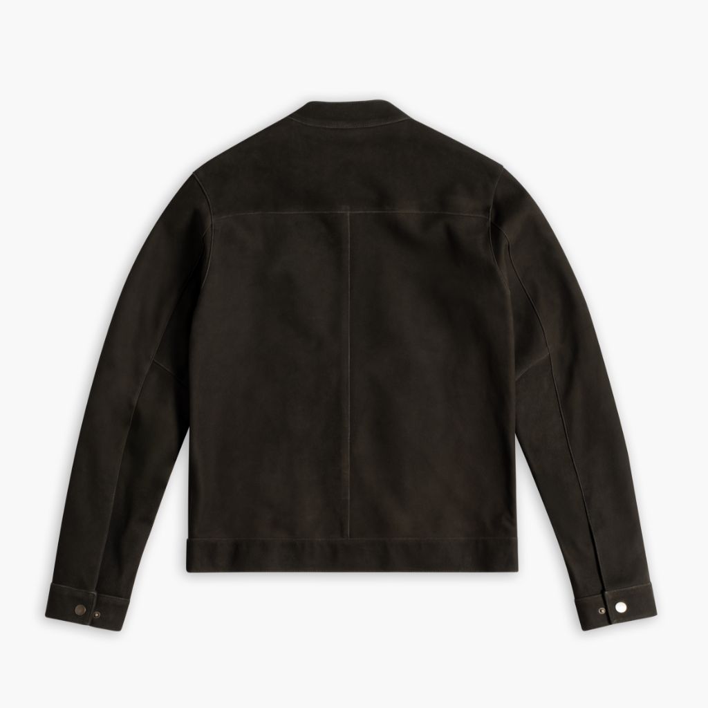 Men's Racer Jacket | Dark Olive Suede