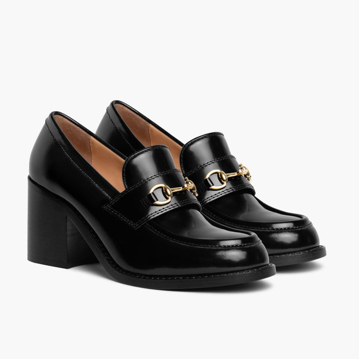 Women's High Heel Penny | Black & Gold