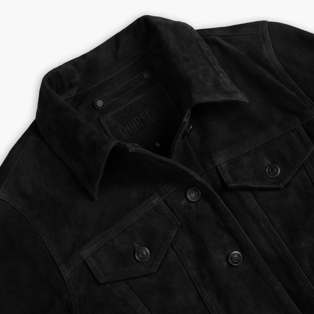 Women's Suede Trucker Jacket | Black
