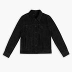 Women's Suede Trucker Jacket | Black