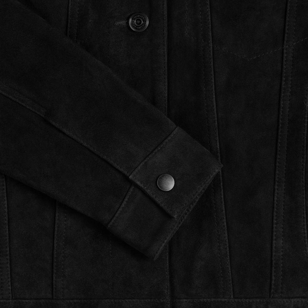Women's Suede Trucker Jacket | Black