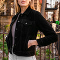 Women's Suede Trucker Jacket | Black