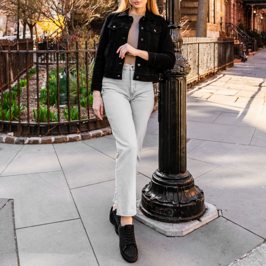 Women's Suede Trucker Jacket | Black