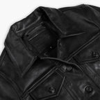 Women's Leather Trucker Jacket | Black