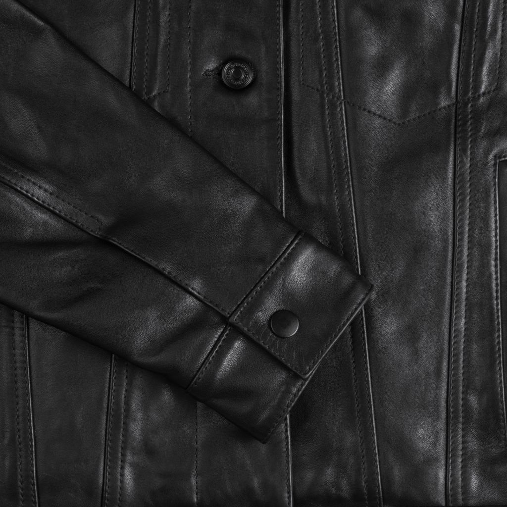 Women's Leather Trucker Jacket | Black