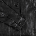 Women's Leather Trucker Jacket | Black