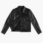 Women's Leather Trucker Jacket | Black