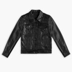 Women's Leather Trucker Jacket | Black