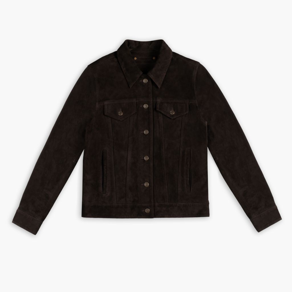 Women's Suede Trucker Jacket | Chocolate
