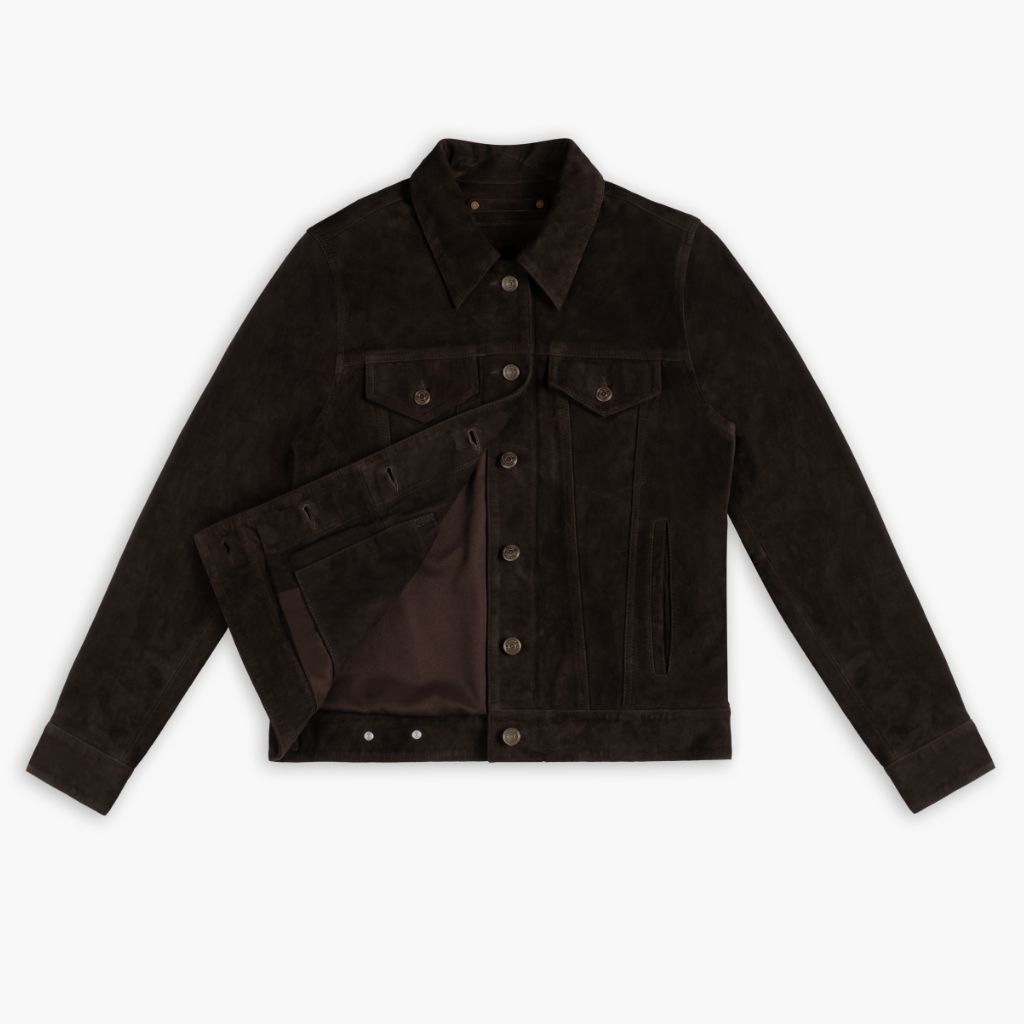 Women's Suede Trucker Jacket | Chocolate
