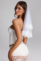 Lace-Trim Veil in White — Bridal Accessories