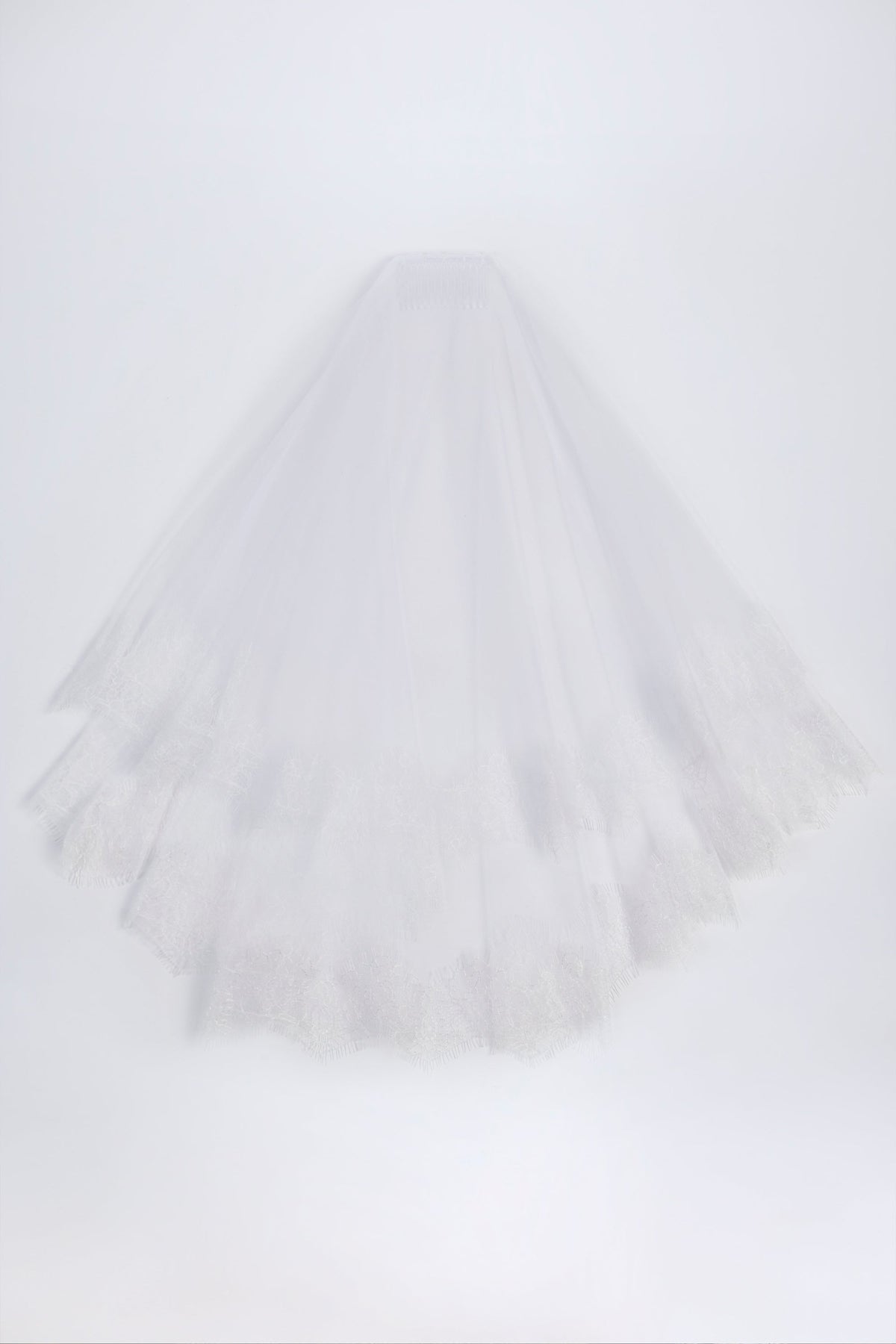 Lace-Trim Veil in White — Bridal Accessories