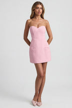 Women's Sweetheart-Neck Strapless Structured Mini Dress in Soft Pink — Dress