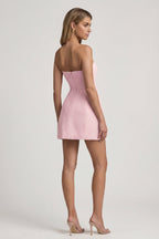 Women's Sweetheart-Neck Strapless Structured Mini Dress in Soft Pink — Dress