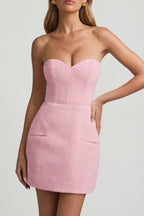 Women's Sweetheart-Neck Strapless Structured Mini Dress in Soft Pink — Dress