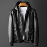Men's Hooded Zip-Front Jacket with Zipped Pockets — Black