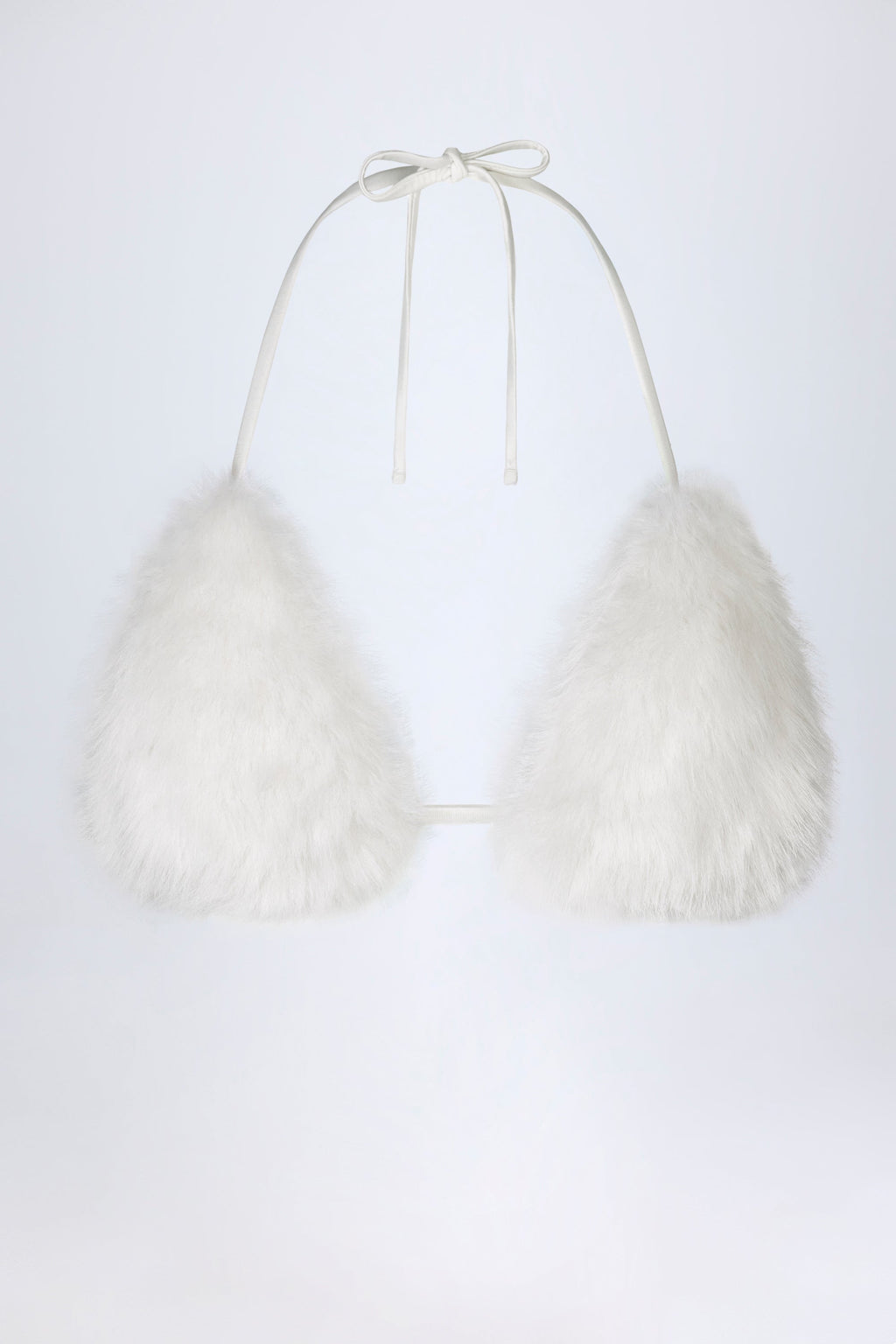 Women's Faux Fur Triangle Bralette in White — Intimates