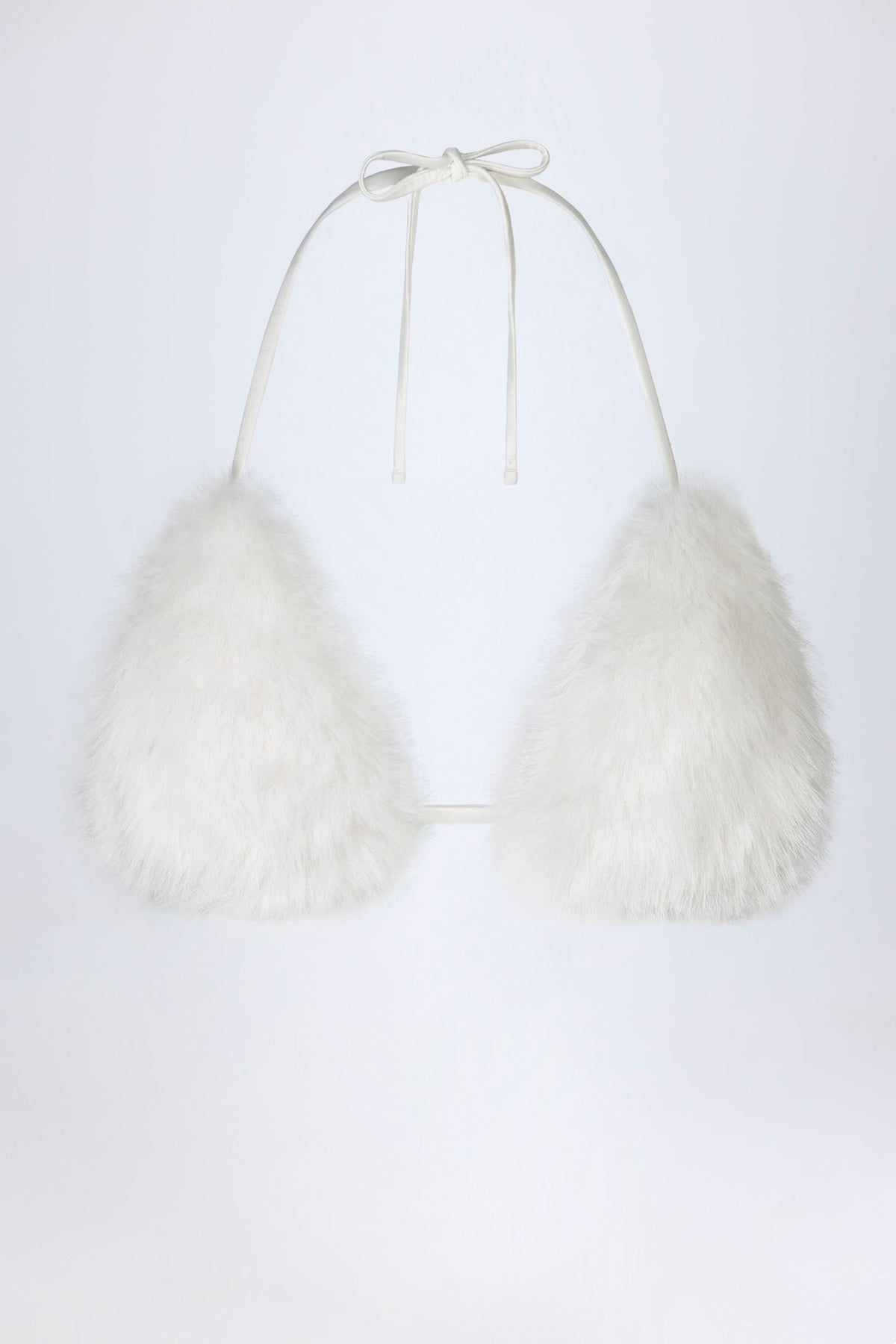 Women's Faux Fur Triangle Bralette in White — Intimates