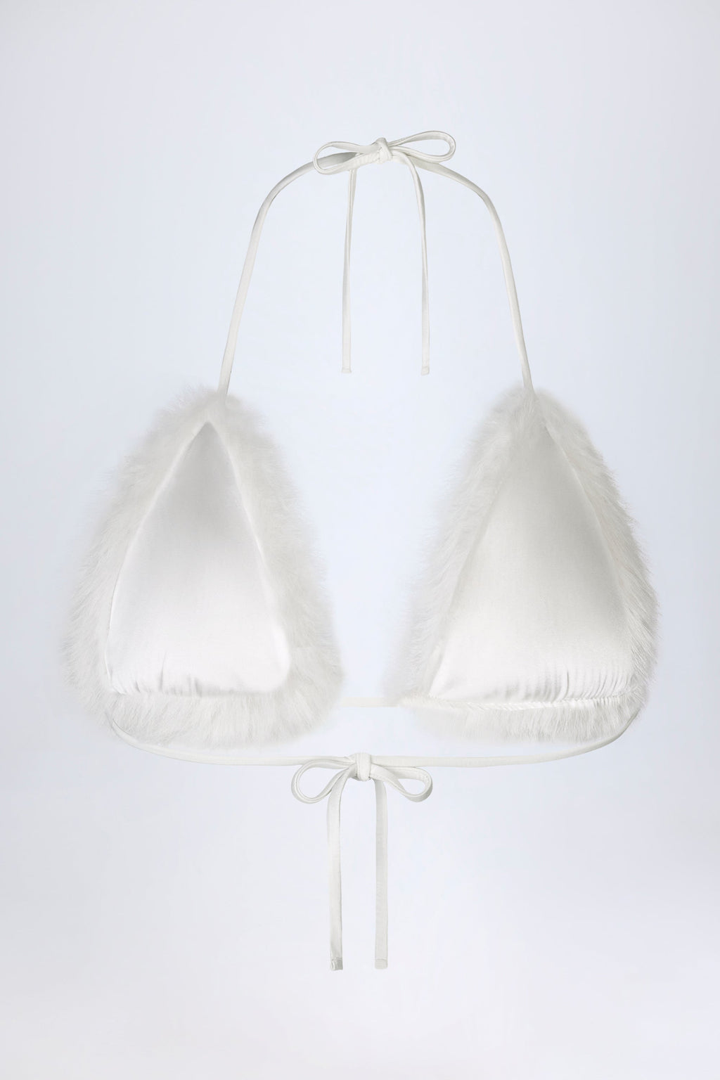 Women's Faux Fur Triangle Bralette in White — Intimates