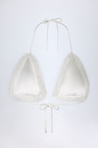 Women's Faux Fur Triangle Bralette in White — Intimates