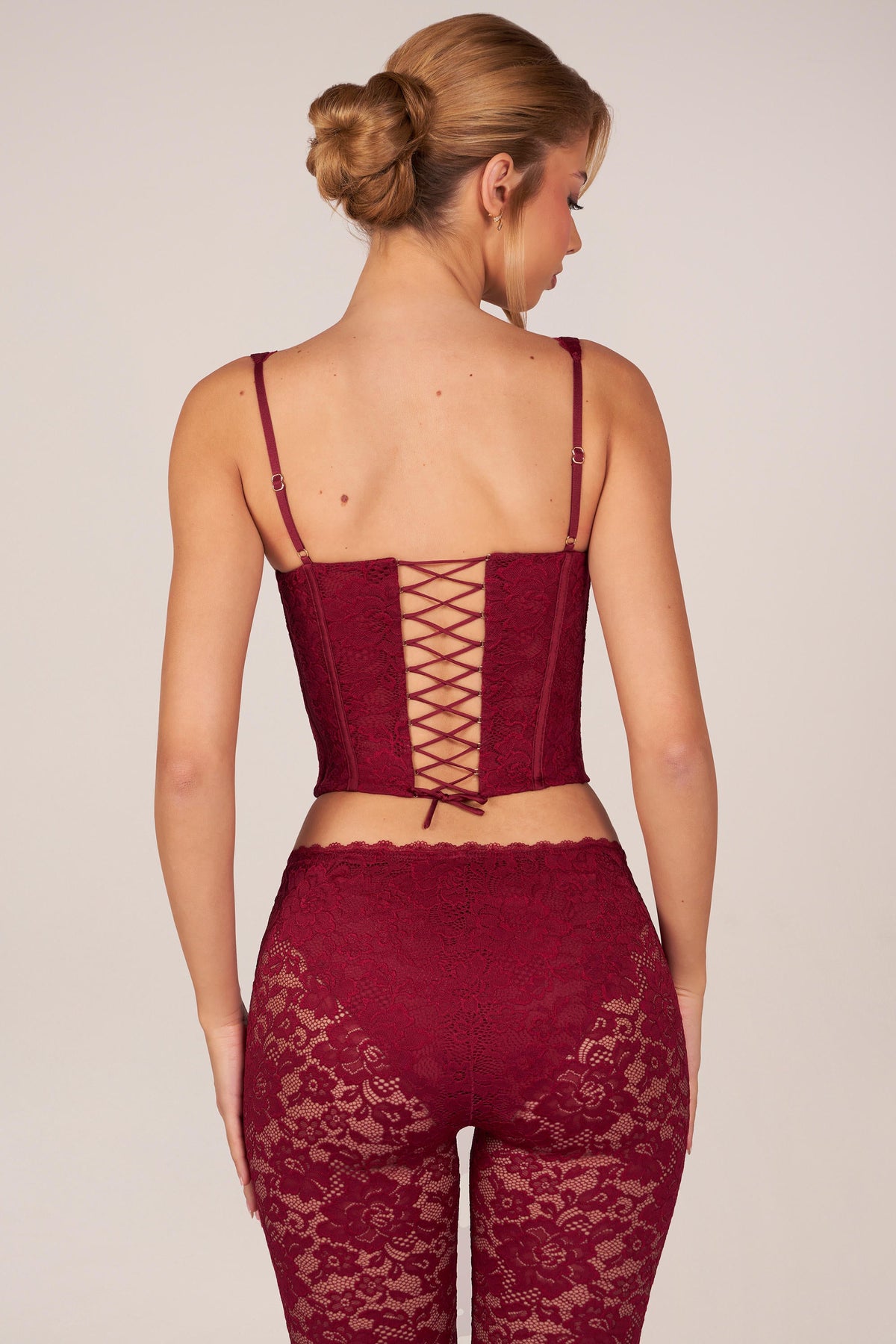 Women's Lace-Up Corset Top in Cherry Red