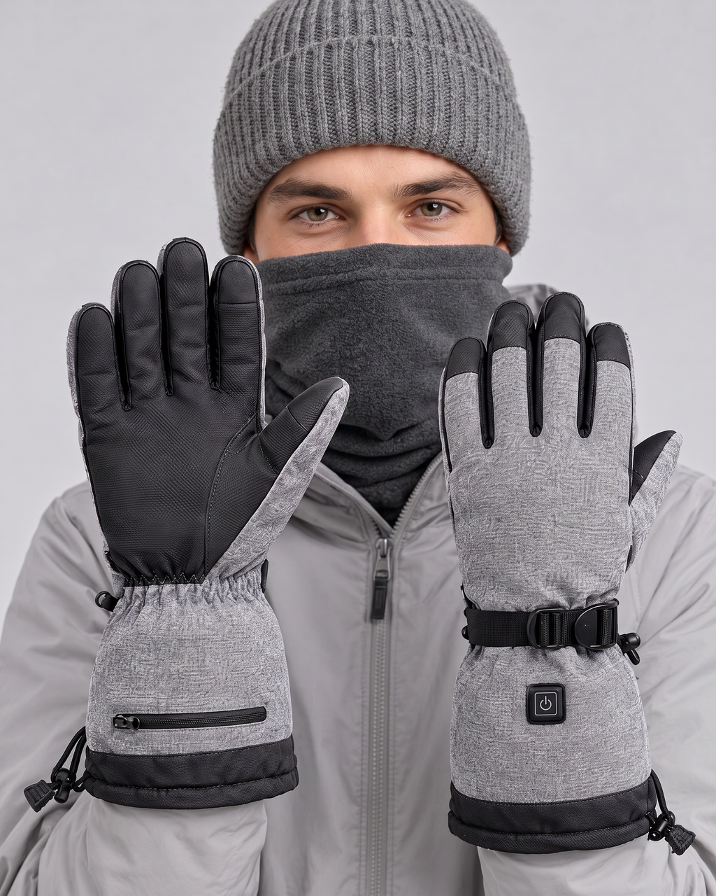 Men's Electric Heated Winter Gloves — Gray — hero [WB split final 57]