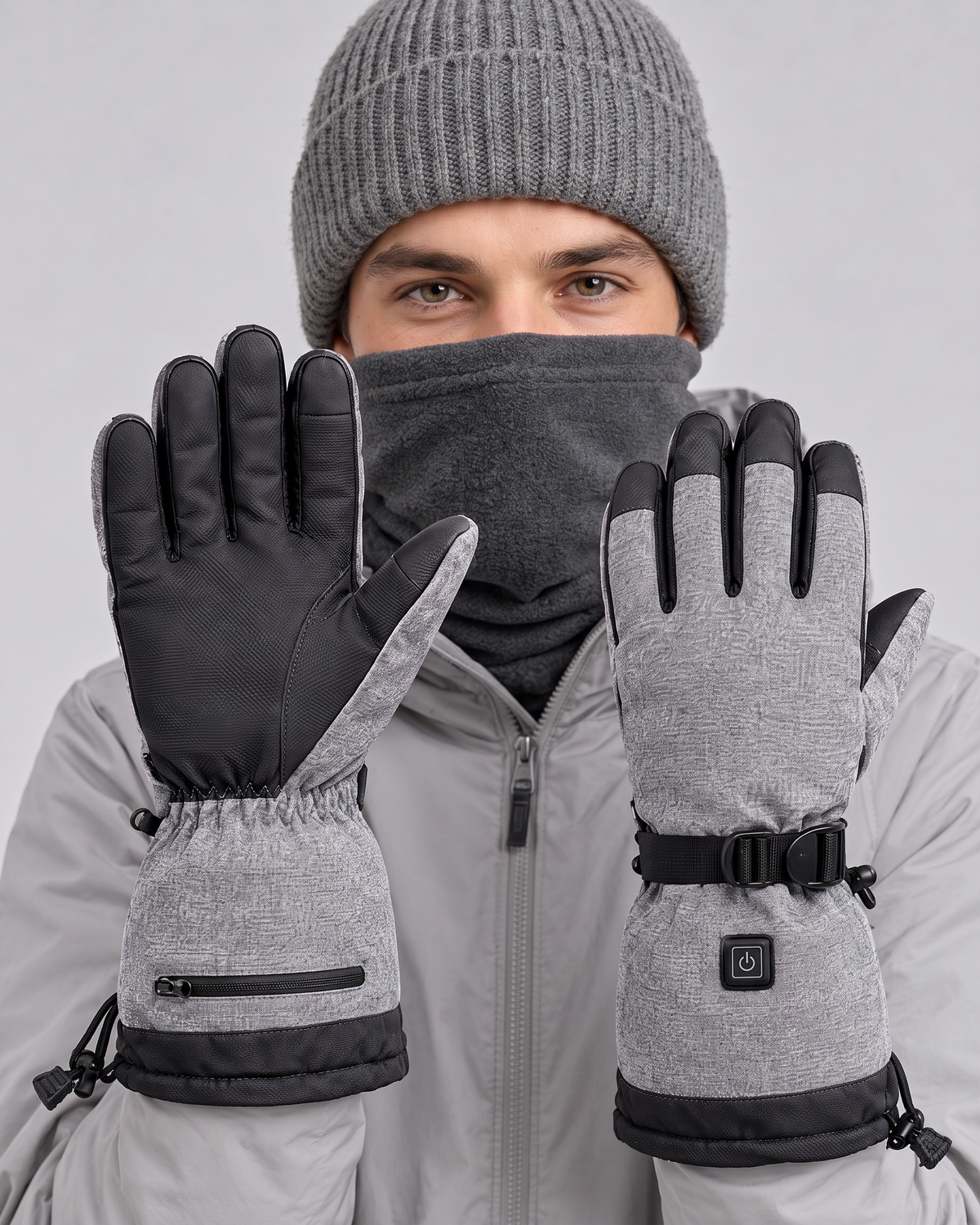 Men's Electric Heated Winter Gloves — Gray — hero [WB split final 57]