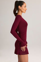 Women's Modal Long-Sleeve Mini Dress in Wine — Dress