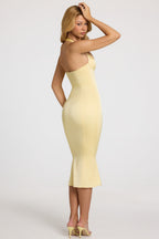 Women's Satin Sweetheart Bustier Fishtail Midaxi Dress in Butter Yellow — Dress