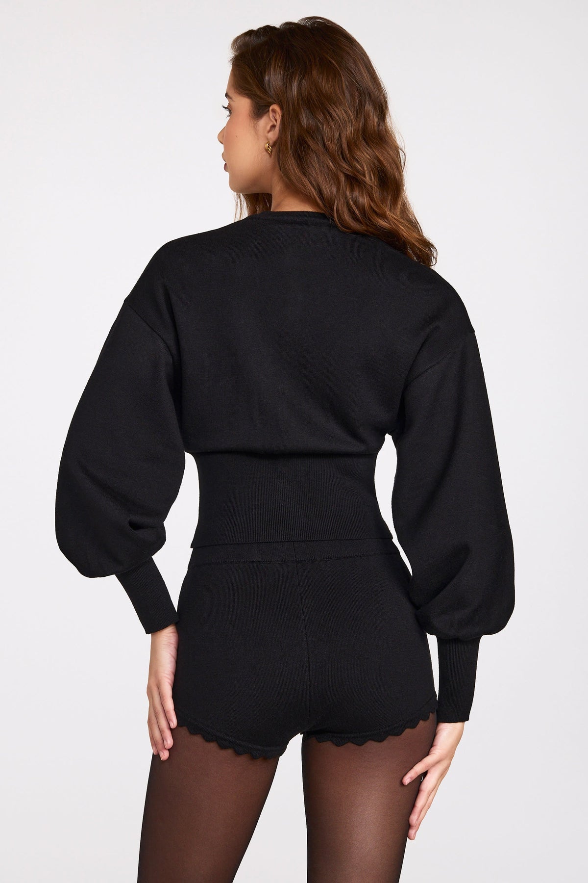 Women's Knit Long-Sleeve Cardigan in Black — Sweater