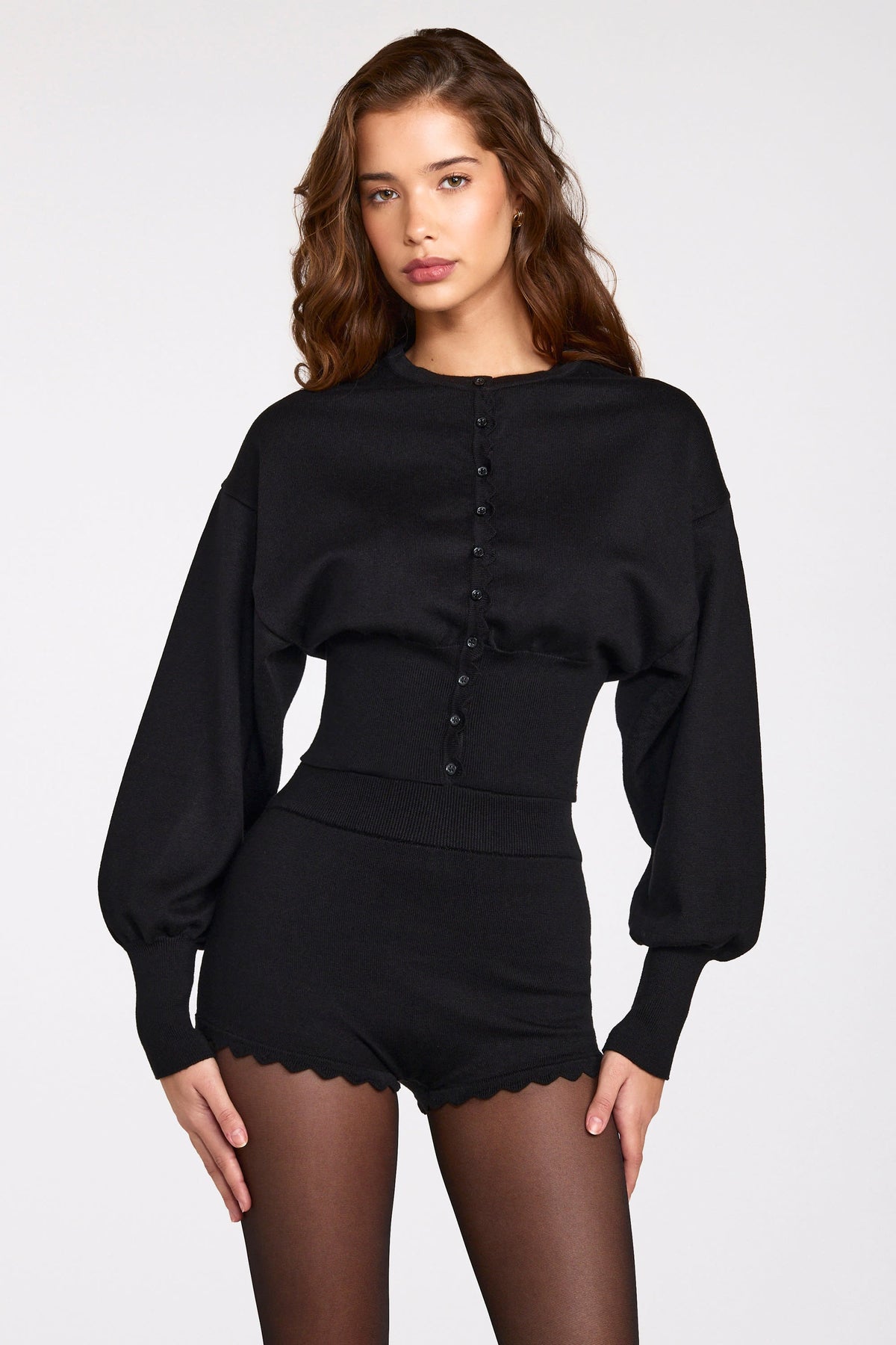 Women's Knit Long-Sleeve Cardigan in Black — Sweater