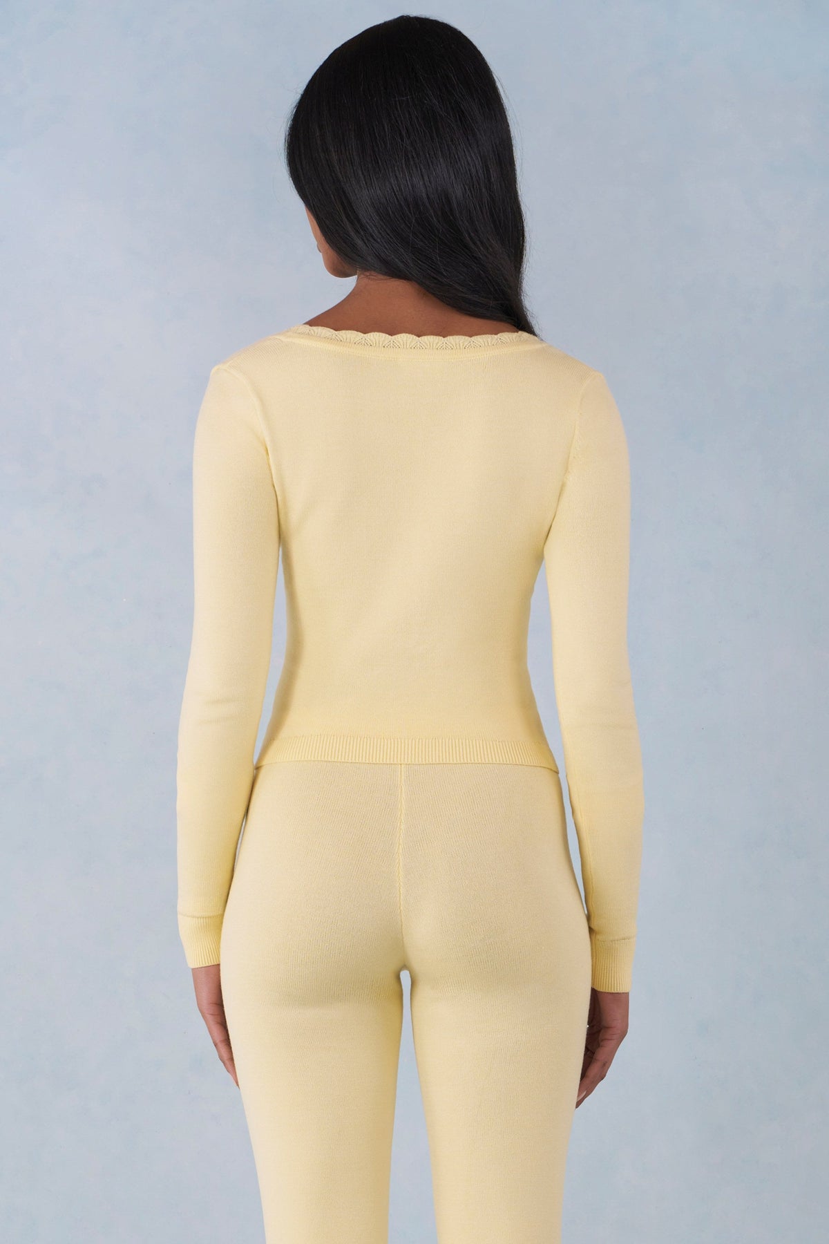 Women's Knit Long-Sleeve Cardigan in Butter Yellow — Sweater