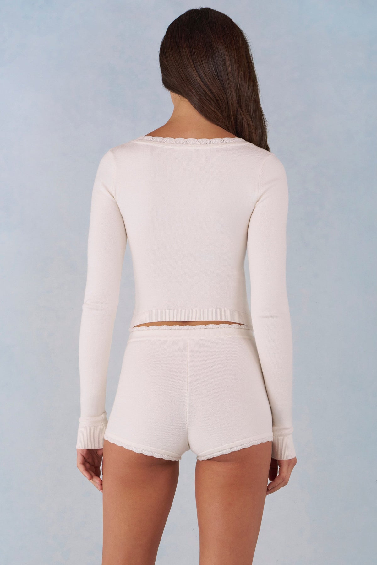 Women's Knit Long-Sleeve Cardigan in Ivory — Sweater