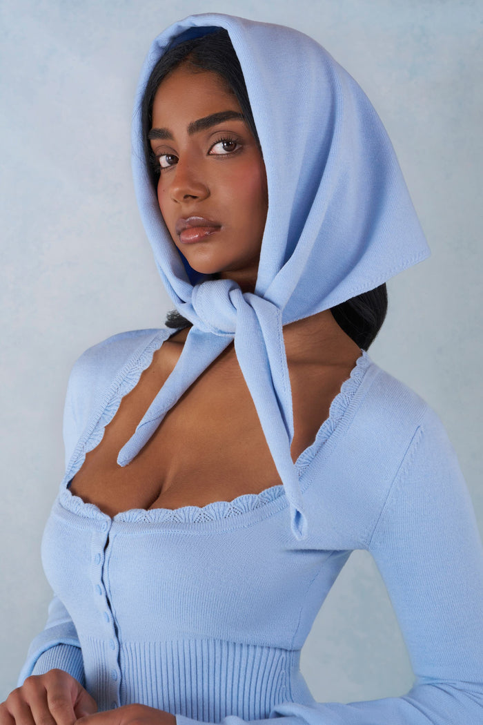 Knit Headscarf in Soft Blue — Scarves