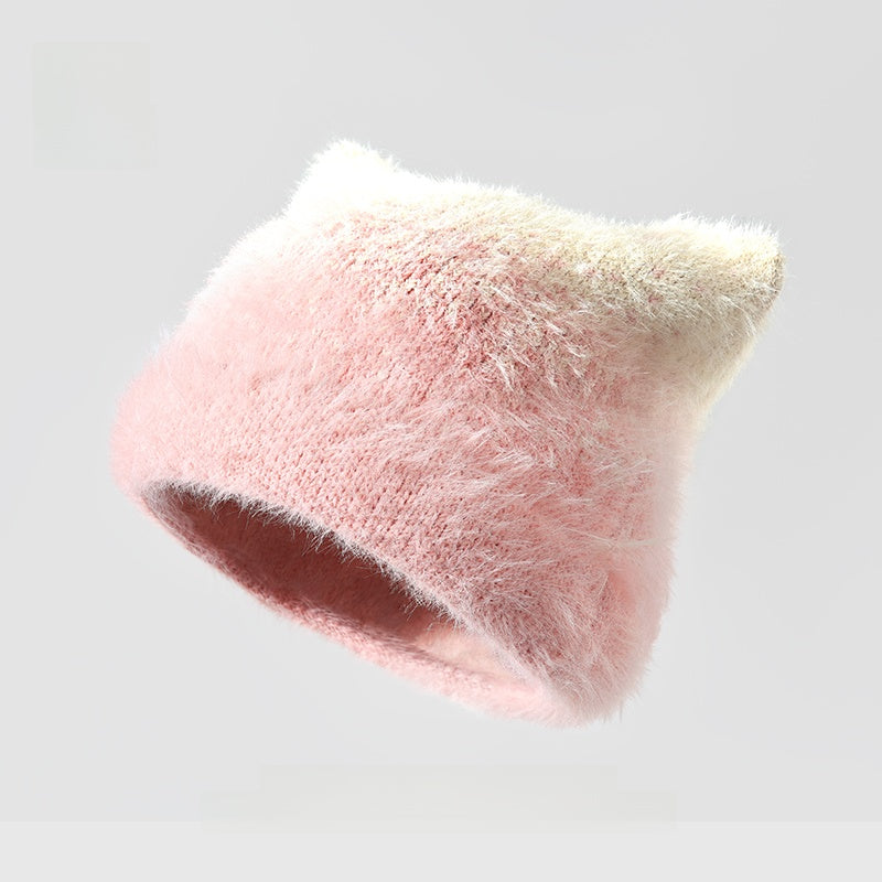 Plush Cat-Ear Knit Beanie