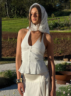 Women's Life Goes By Sleeveless Top White