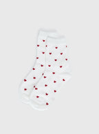 Women's Sweet Heart Socks White / Red