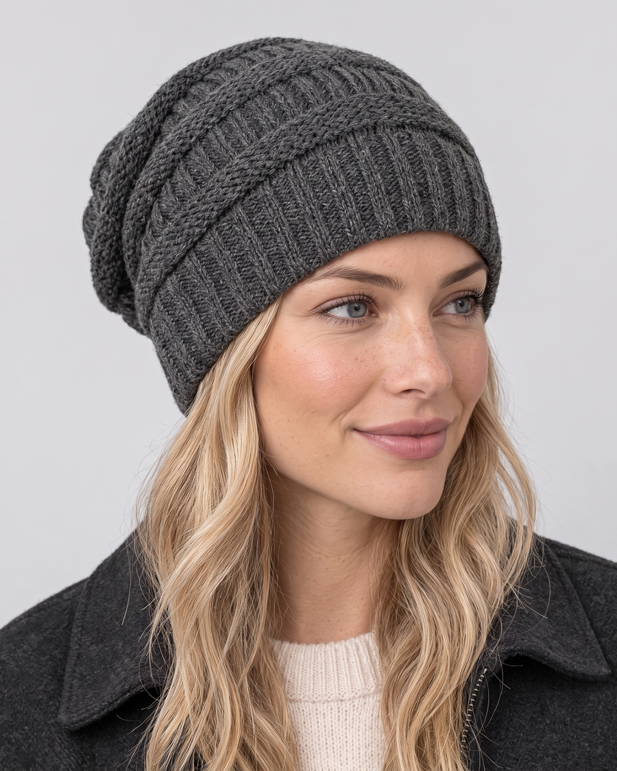Women's Soft Stretch Knit Beanie — Gray — hero — wb-gender-final-185