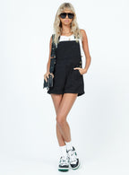 Women's Kacey Short Overalls Black — Jumpsuit or Romper