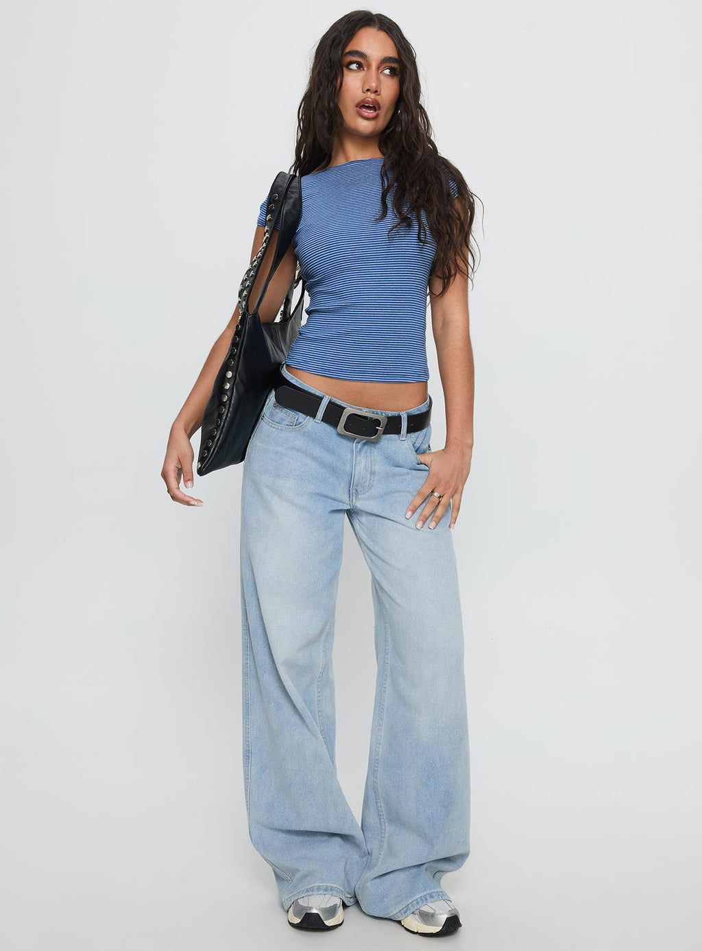 Women's Nyren Low Back Boatneck Top Blue Stripe