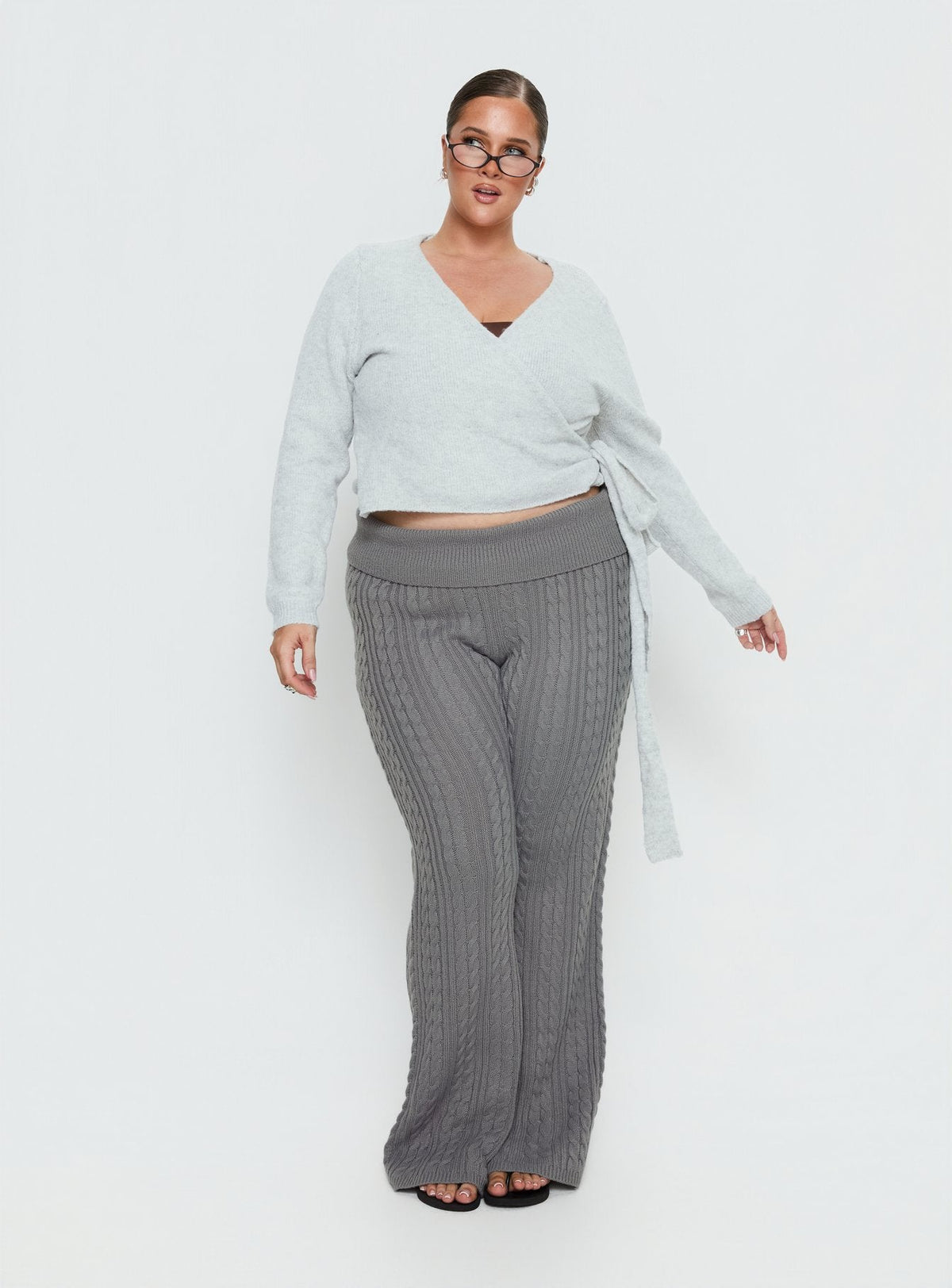 Women's Tonee Wrap Knit Cardigan Grey Curve — Sweater