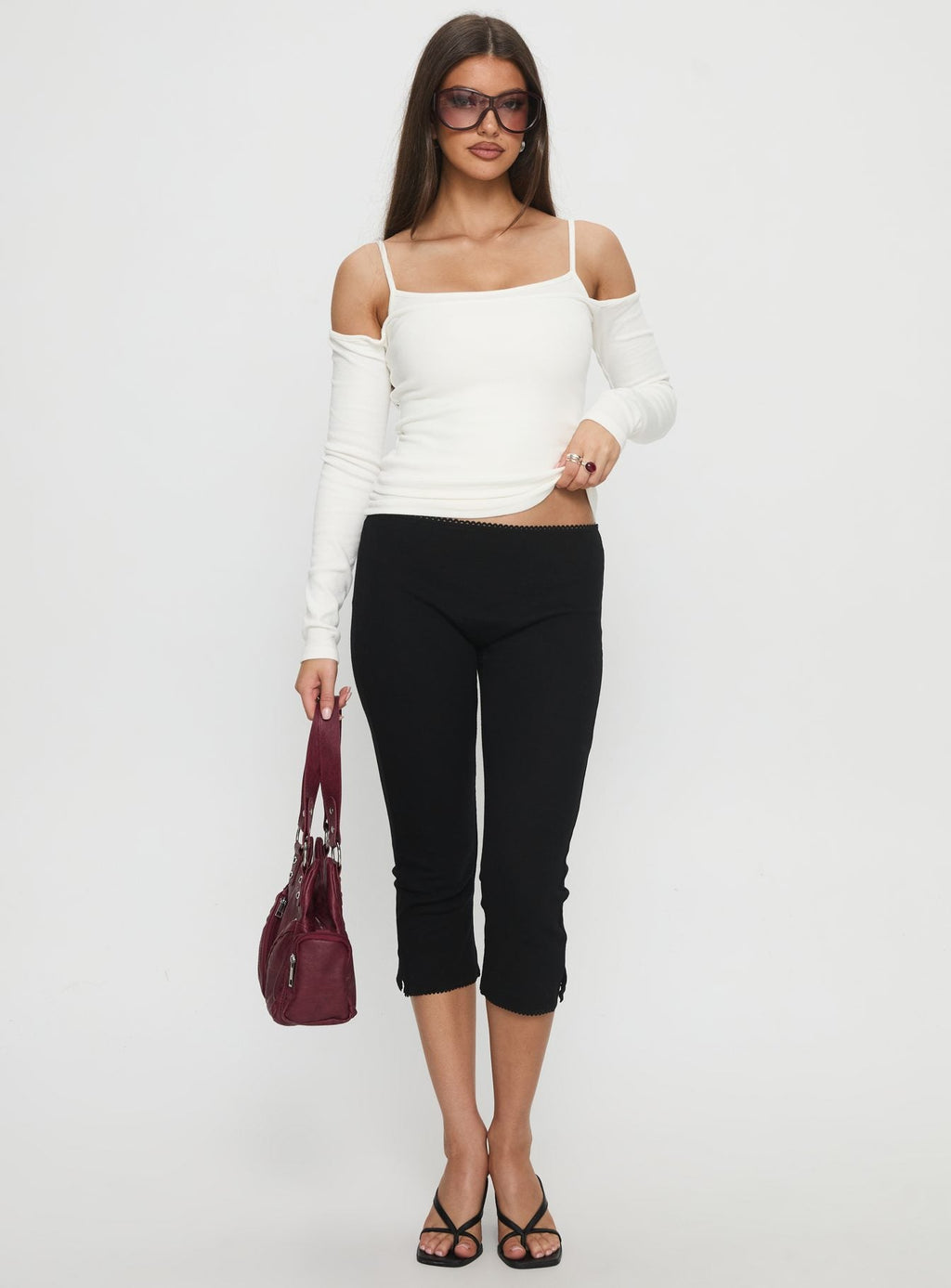 Women's Baseline Rib Capri Pants Black