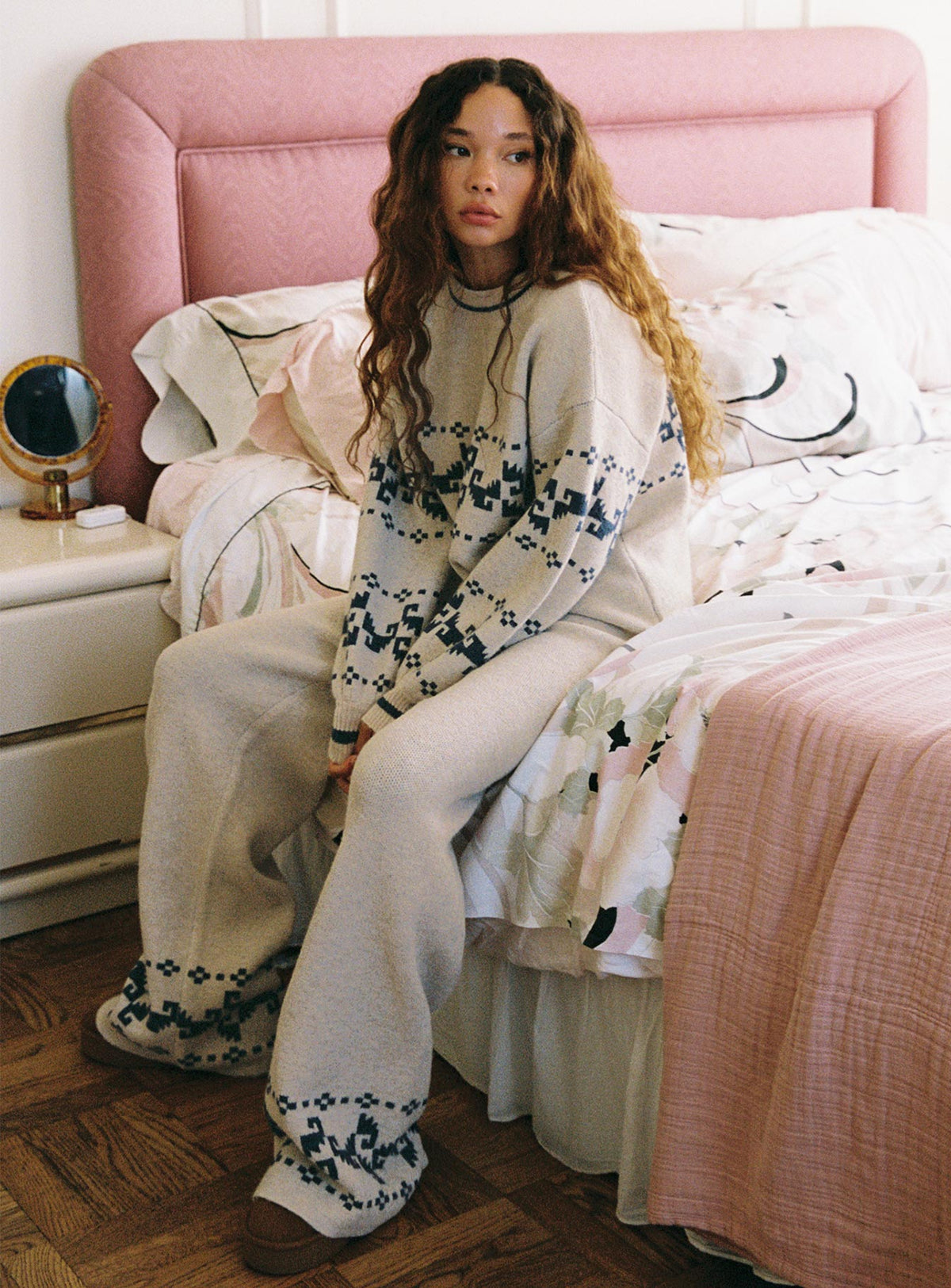 Women's Alpine Sweater Cream / Blue