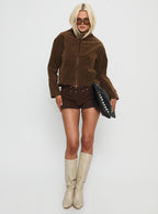 Women's Jessalynn Faux Suede Zip Through Jacket Brown