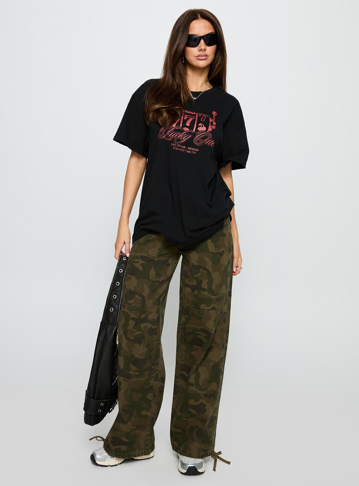 Women's Big Winner Oversized Graphic Tee Black